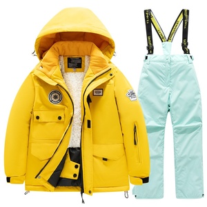 Conjunto de ropa de esquí de una pieza de terciopelo a prueba de viento impermeable para niños profesionales, monos transpirables con cremallera para niños y niñas para invierno - Product Image 5