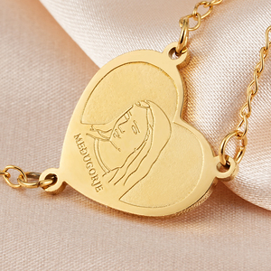 Perline di preghiera religiose Rosarios De Oro Laminado vergine maria ciondolo a forma di cuore collana <span class=keywords><strong>rosario</strong></span> cristiano placcato Oro - Product Image 5