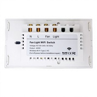 Interrupteur intelligent pour ventilateur et éclairage Wi-Fi 2,4 GHz standard US, contrôle de vitesse progressif, panneau tactile, variateur d'intensité, IP20, 600W/2000W, certifié CE RoHS
