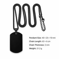 Collier tendance en acier inoxydable noir avec chaîne à maillons, pendentif personnalisé gravé au laser pour les acheteurs de bijoux promotionnels en gros