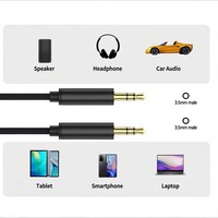 Câble audio stéréo/TRS 3,5 mm mâle-mâle avec gaine en PVC universel pour lecteur DVD de voiture, ordinateur portable et diffusion en direct