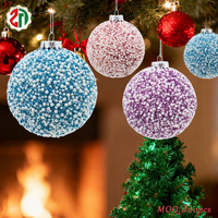 Ornement de boule de Noël artisanal de luxe en velours vintage à paillettes bleu/rose/violet pour arbre de Noël, décoration de fête à domicile