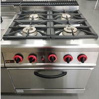 Équipement de cuisine professionnel, four combiné au gaz, cuisinière à gaz 4 brûleurs avec four