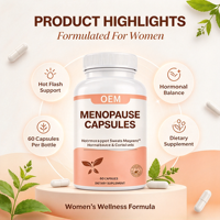 Capsules pour la ménopause, 60 unités, complément alimentaire, OEM ODM, marque privée, formule personnalisée pour femmes