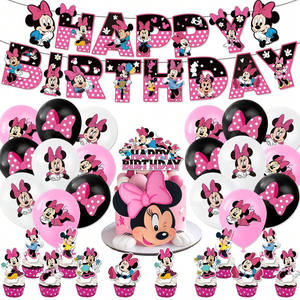 Nouveauté <span class=keywords><strong>Minnie</strong></span> Mouse personnage de dessin animé filles joyeux anniversaire bannière drapeau ballon en Latex ensemble pour la décoration de fête - Product Image 6