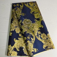 Tissu Jacquard Métallique en Polyester à Motif Floral Vert pour Robe de Soirée