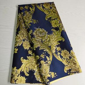 グリーン花画デザインポリエステル金属ジャカードブロケードパーティー布ジャカード生地 - Product Image 4