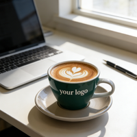 Tasses à café et soucoupes en céramique personnalisées en gros - Ensemble cadeau écologique réutilisable pour le thé, le cappuccino et l'art latte