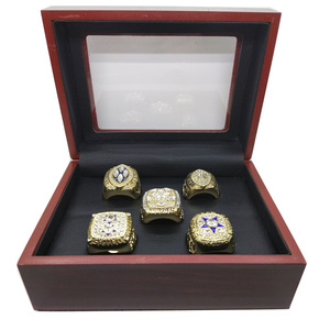 Dallas Cowboys Championship Ring Set 5 Piece Gold Silver Alloy Men's Jewelry Gift <b>Box</b> Included - Product Image 5