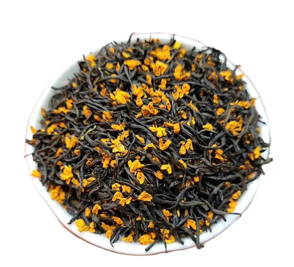 Thé aromatisé Wuyi de niveau 4, 1 kg, Zhengshan Xiao Zhong race Lapsang souchong avec fleurs d'Osmanthus séchées mélangées à des feuilles de thé noir