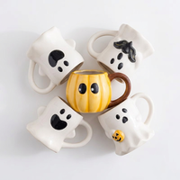 Mug en céramique personnalisé avec logo, design yeux de fantôme d'Halloween, OEM ODM, vente en gros, qualité alimentaire, 420 ml