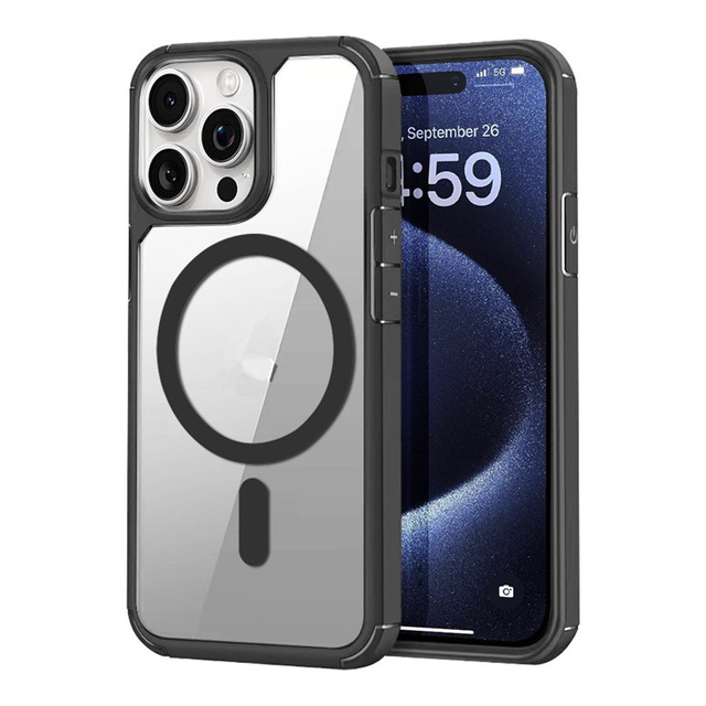 Armor 2-in-1 Magnetic Phone Case for iPhone 16 Pro Max Transparent Luxury Camera Protective Shockproof Mobile Phone Case