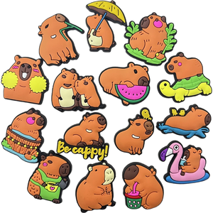 Mignon Kapibara série PVC chaussures breloques 2.5-3.5cm sabot breloque amusant bricolage accessoire décorations fleur boucle inspiré Cartoony Capybara - Product Image 1