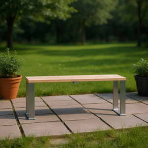 Panca da Giardino in Legno di Pino con Telaio in Acciaio Zincato, Design Minimalista Moderno per Esterni - Product Image 2