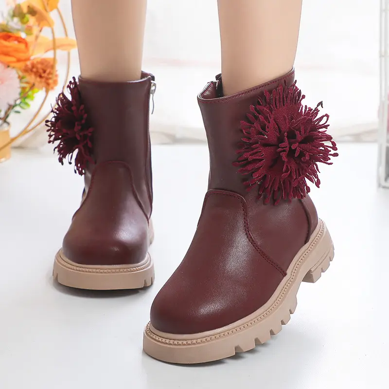 Shangzhou OEM Bota The New Princess Girl Tall Flower Children's Winter Boots