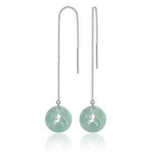 Natural Emerald Blue Water Nine-Tailed Fox Ear Necklace S925 <b>Silver</b> <b>Set</b> with Ice-Grade Jadeite Ear <b>Studs</b> for Women - Product Image 1