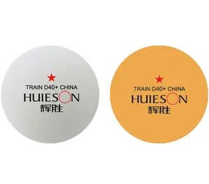 Huieson D40 + Robot Latihan 3 Bintang, Bola Tenis Meja Plastik ABS Putih dan Kuning