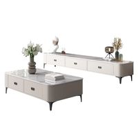 Ensemble de meubles de salon de luxe en bois et marbre avec meuble TV LCD et table basse, avec rangement, pour la décoration intérieure