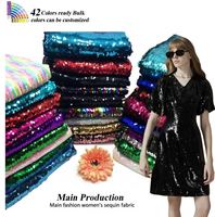 Tissu à paillettes tissé couleur personnalisée, 42 couleurs disponibles en gros, textile maille brillante pour robe de mode féminine, mariage, fête, costume, couture