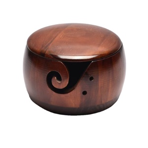 Organisateur de fibres fait main Tailai, bol artisanal en bois naturel, boîte de rangement pour outils de tricot, boîte à pelotes de <span class=keywords><strong>laine</strong></span>, rangement artisanal en bois écologique - Product Image 2