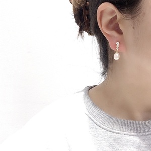 Boucles <span class=keywords><strong>d</strong></span>'Oreilles SHDIYAYUN en <span class=keywords><strong>Argent</strong></span> Pur S925 avec Aiguille, Design Goutte Zircon et Perles de Culture <span class=keywords><strong>d</strong></span>'Eau Douce Naturelles - Product Image 6