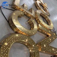 Maßgefertigte Sternenhimmel-LED-Buchstaben aus Gold Gebürstetem Edelstahl, Beleuchtetes Logo