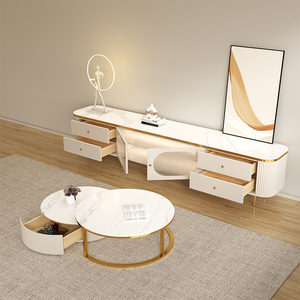 Meuble <span class=keywords><strong>TV</strong></span> mural moderne en bois blanc avec rangement <span class=keywords><strong>pour</strong></span> salon - Product Image 3