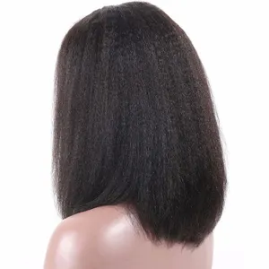 Kinky Straight 13x4 13x6 Lace Front Human Hair Wigs For Women 150 Density Coarse Yaki Brazilian Short Bob Wig pre plucked