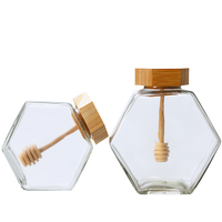 Bouteilles hexagonales en verre de qualité alimentaire 380 ml avec bouchon à vis en bois pour diffuseur et emballage de gâteaux