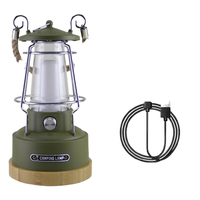 Linterna de Camping Recargable LED de 5W, Blanca, Ajustable, con Batería 18650, Retro, ABS, Impermeable, para Pesca, Excursiones, Colgante
