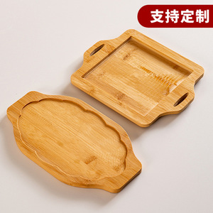 Plateau de service rectangulaire en bambou et bois, style chinois moderne, pour thé, nourriture, pain, fruits - Product Image 5