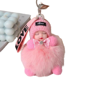 Porte-clés Pom Pom Pom Pom en Fourrure de Lapin, Porte-clés Fluffy, Porte-clés de Voiture, Charme de Sac, Cadeau, Porte-clés en Fourrure - Product Image 1
