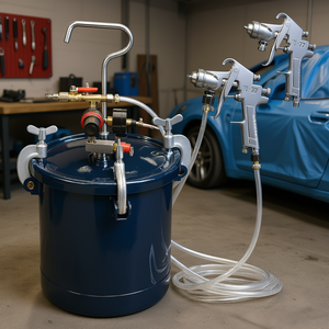 Pot à peinture sous pression D0100HADZ07, 10L, en alliage d'aluminium, 60 PSI max, deux pistolets de pulvérisation pour la peinture automobile, la décoration intérieure - Product Image 2