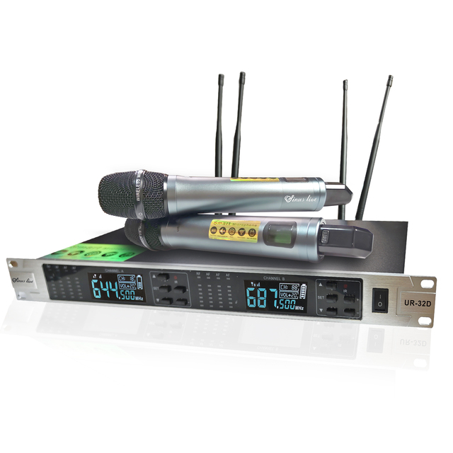 Wireless Handheld Microphone, Karaoke Microphone, Professional 1-to-2 U-band All-metal Microphone for Singing and Performance