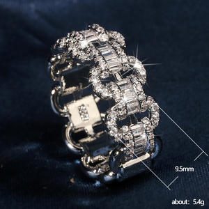 F936 Geometric Chain Link <b>Bracelet</b> 925 Silver <b>Crystal</b> Rhinestone Claw Setting Women's Party Jewelry - Product Image 5