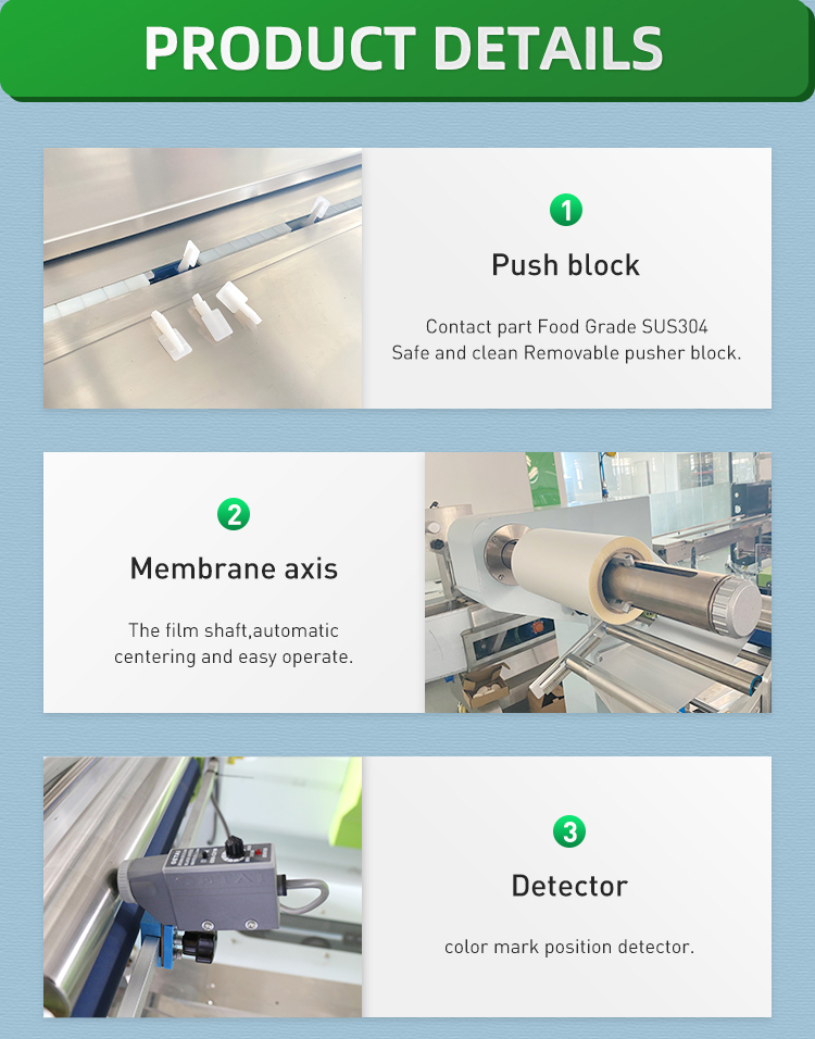 Automatic originated toilet paper servo nitrile mask pods pet dog snack food skin biscuit bread bakery packing machine