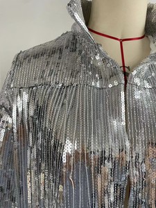High Quality Club Perform Plus Size Coat Women Shiny Gold <strong>Silver</strong> <strong>Sequin</strong> Tassel <strong>Jacket</strong> - Product Image 5