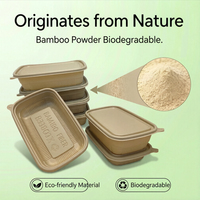 Boîte à lunch jetable en poudre de bambou biodégradable et écologique, récipient alimentaire compostable pour plats à emporter, compatible micro-ondes, boîte bento