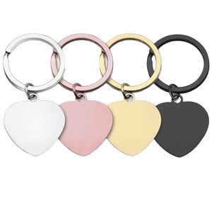 Porte-clés tendance vintage le plus populaire, porte-monnaie, logo personnalisé, acier inoxydable, plaqué or 18 carats, pendentif cœur, étanche, DIY - Product Image 1