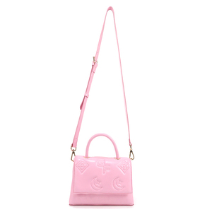 Sac à main élégant de haute qualité en cuir PU rose uni avec motif gaufré, fermeture magnétique, sac à poignée supérieure pour femmes - Product Image 2