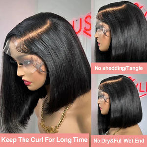 Parrucca Bob Brasiliana con Pizzo HD Trasparente 250% Pre-Pizzicata, Indossabile Senza Colla, 13x4, Capelli Umani Lisci, Parrucca Frontale in Pizzo - Product Image 4