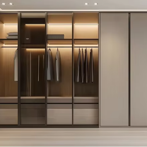 Clóset Moderno Premium Personalizado, Vestidor Independiente de Lujo con Separación de Vidrio, Iluminación LED, para Dormitorio, Apartamento, Villa, Hogar - Product Image 1