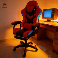 Chaise de jeu en cuir en gros, chaise ergonomique avec dossier haut, équipée de lumières RGB