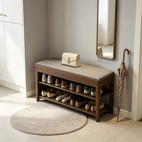 Meuble à chaussures intégré en bois massif, luxe abordable et moderne, avec tabouret d'entrée et banc de rangement pour chaussures