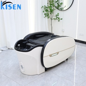 KISEN Fauteuil de massage électrique de luxe en cuir synthétique durable avec massage des pieds par airbag, thérapie de la tête et lit de lavage capillaire pour spa - Product Image 3