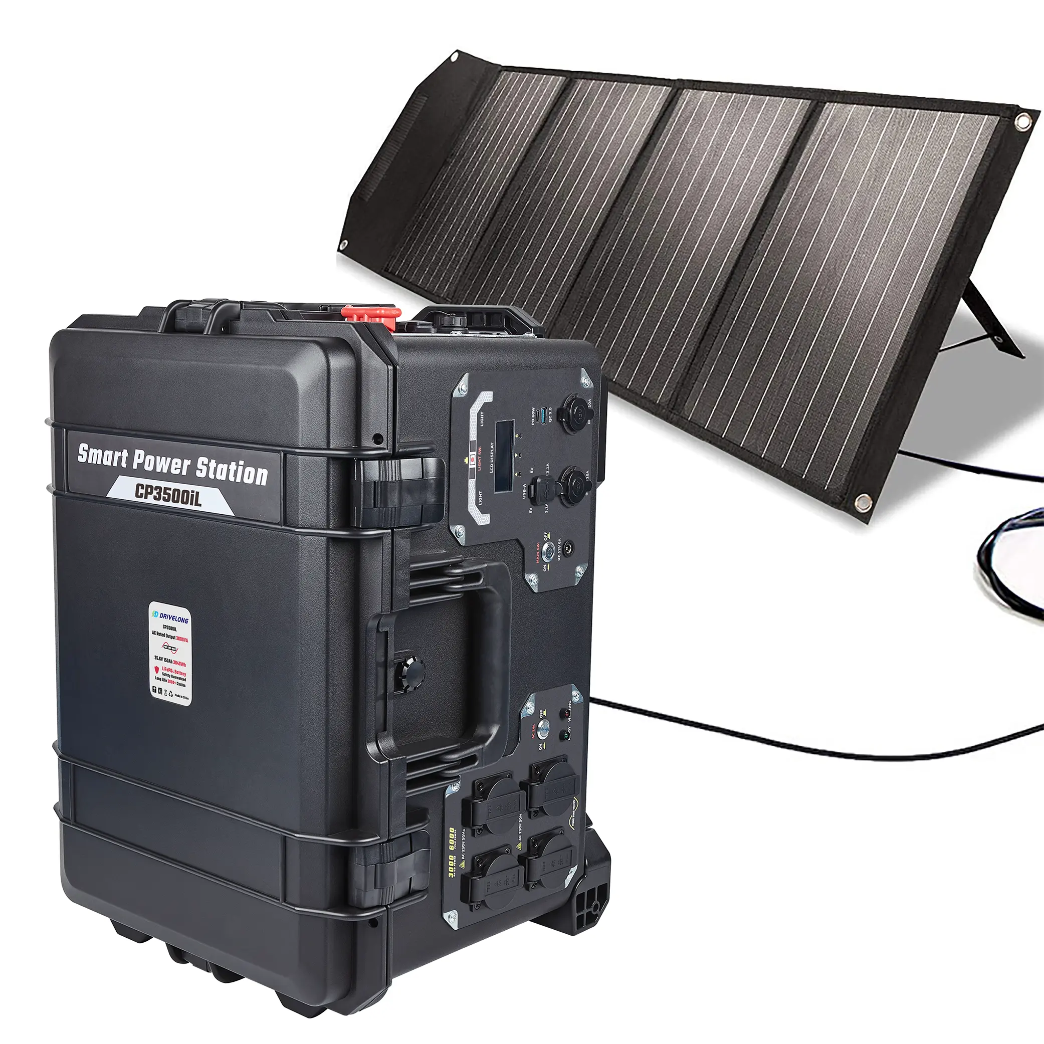 Générateur d'énergie hybride solaire portable 1000W 2000W 3000w, centrale à batterie mobile avec panneaux solaires pliants