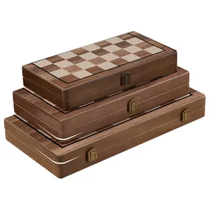 Jeu d'échecs feutré magnétique en bois de 15 "échiquier en bois rangement intérieur pièces d'échecs échiquier pliable 2 Queens supplémentaires