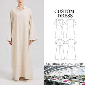 Atacado Personalizado High-end Serviço Personalizado 2024 Últimas Alta Qualidade Pure Linen Ladies Casual Vestido Longo - Product Image 1