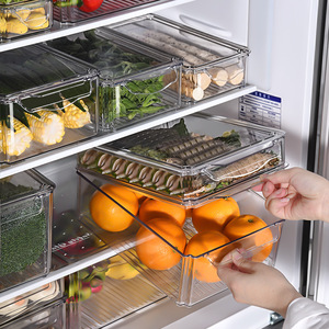 Refrigerator Organizer Bins Stackable Fridge Organizers for Freezer  Kitchen  Cabinets - Clear Plastic Pantry Food Storage Rack