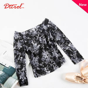 بلوزة نسائية من الدانتيل من دتل, بلوزة نسائية جديدة من الدانتيل ملائمة للرقص وتسمح بالتهوية مزودة بطباعة الورود الليلية - Product Image 4